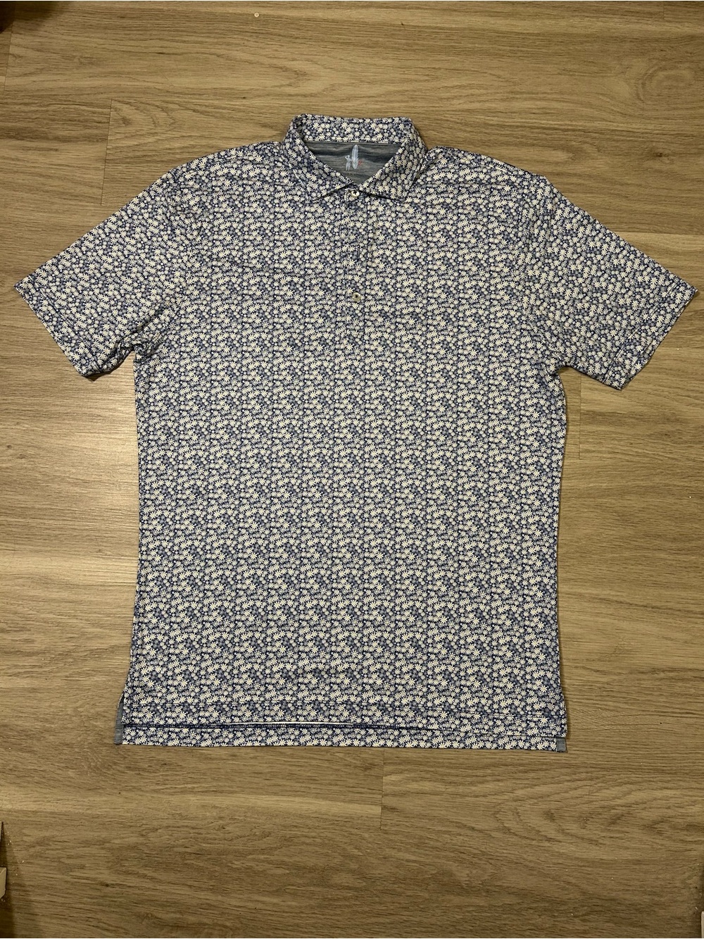 johnnie-O Navy and White Floral Polo